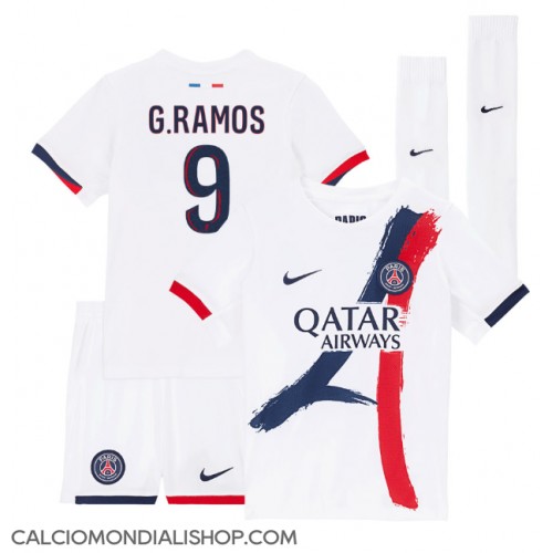 Maglie da calcio Paris Saint-Germain Goncalo Ramos #9 Seconda Maglia Bambino 2024-25 Manica Corta (+ Pantaloni corti)